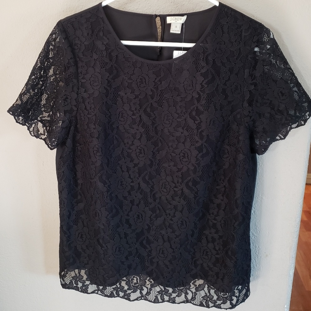 J. Crew Black Lace Blouse